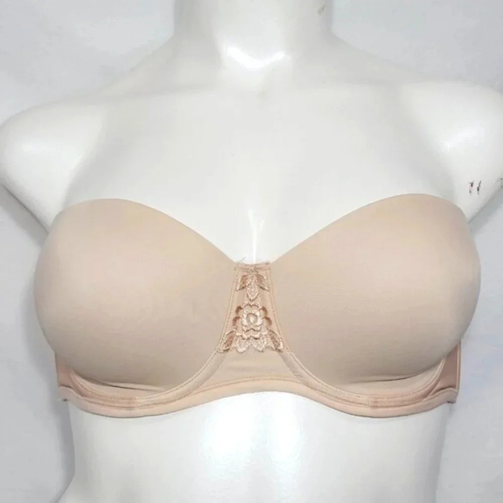 40DD Vanity Fair 74380 Beauty Back Full Figure Strapless UW Bra‎ Beige ONE STRAP